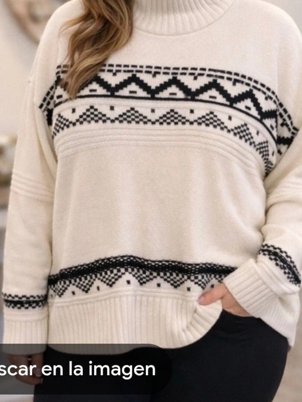 Christian Siriano Cream Fair Isle Knit Sweater